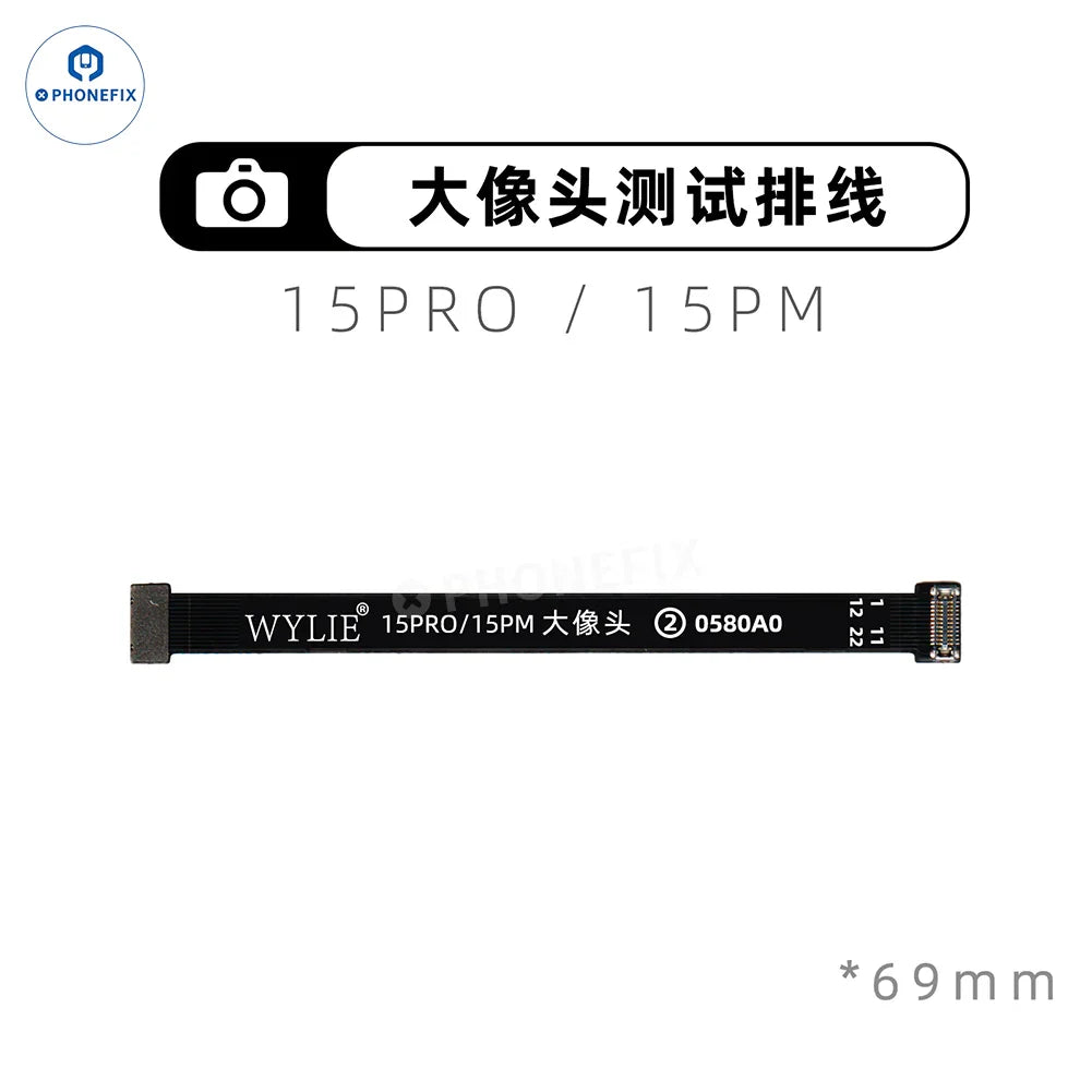 WYLIE rear camera extension test FPC cable for iPhone X to 17 Pro Max, phone repair accessory, black cable with connectors