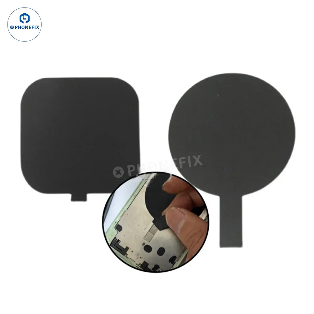 PHONEFIX iPhone back cover with wireless charging insulation sticker, protective accessory for wireless charging compatibility.