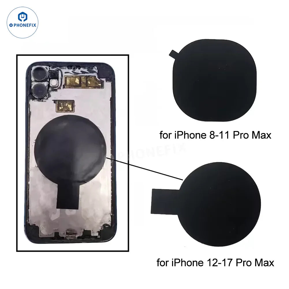 PHONEFIX iPhone back cover wireless charging insulation protective sticker, enhances charging efficiency and device insulation.