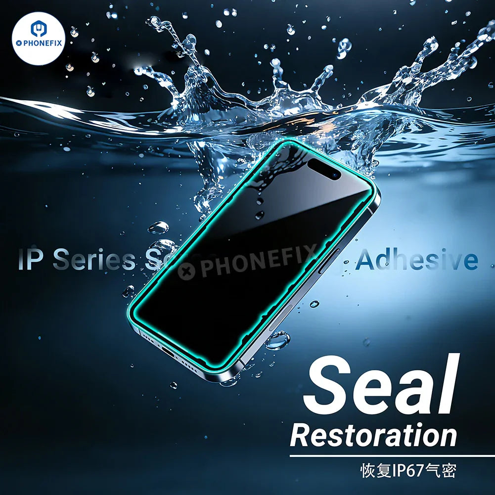 PHONEFIX 2UUL iPhone screen sealing adhesive waterproof double-sided tape, shown in close-up view for phone screen repair.
