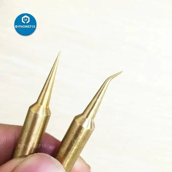 Superfine 900M-T jumper wire solder iron tip by PHONEFIX for phone circuit board repair, precision tip for detailed soldering tasks.