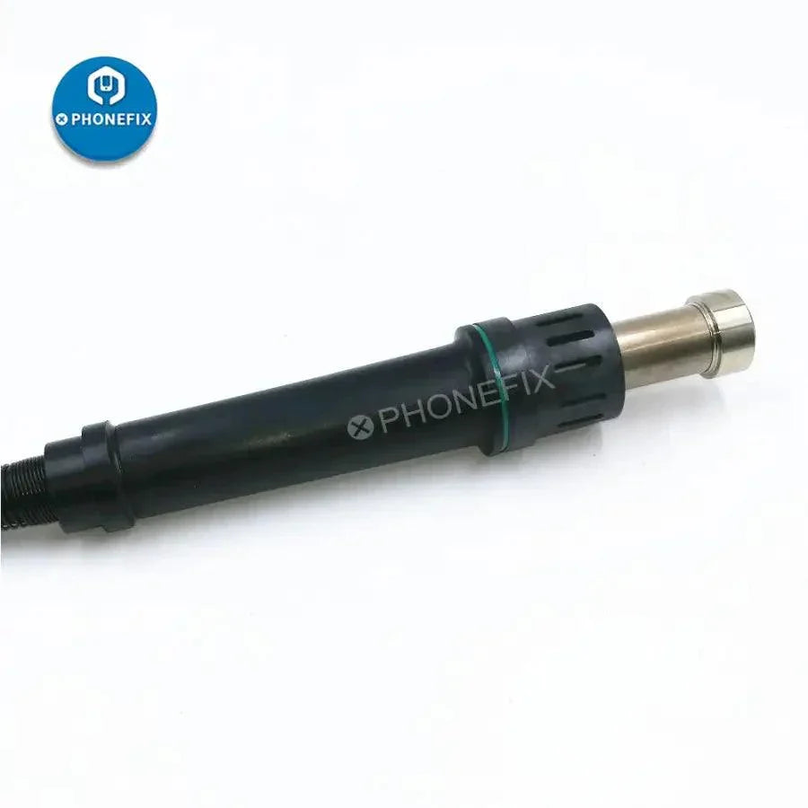 Quick TR1300A handle replacement hot air gun tube with heater for phone repair, compatible with iron tips and nozzles.