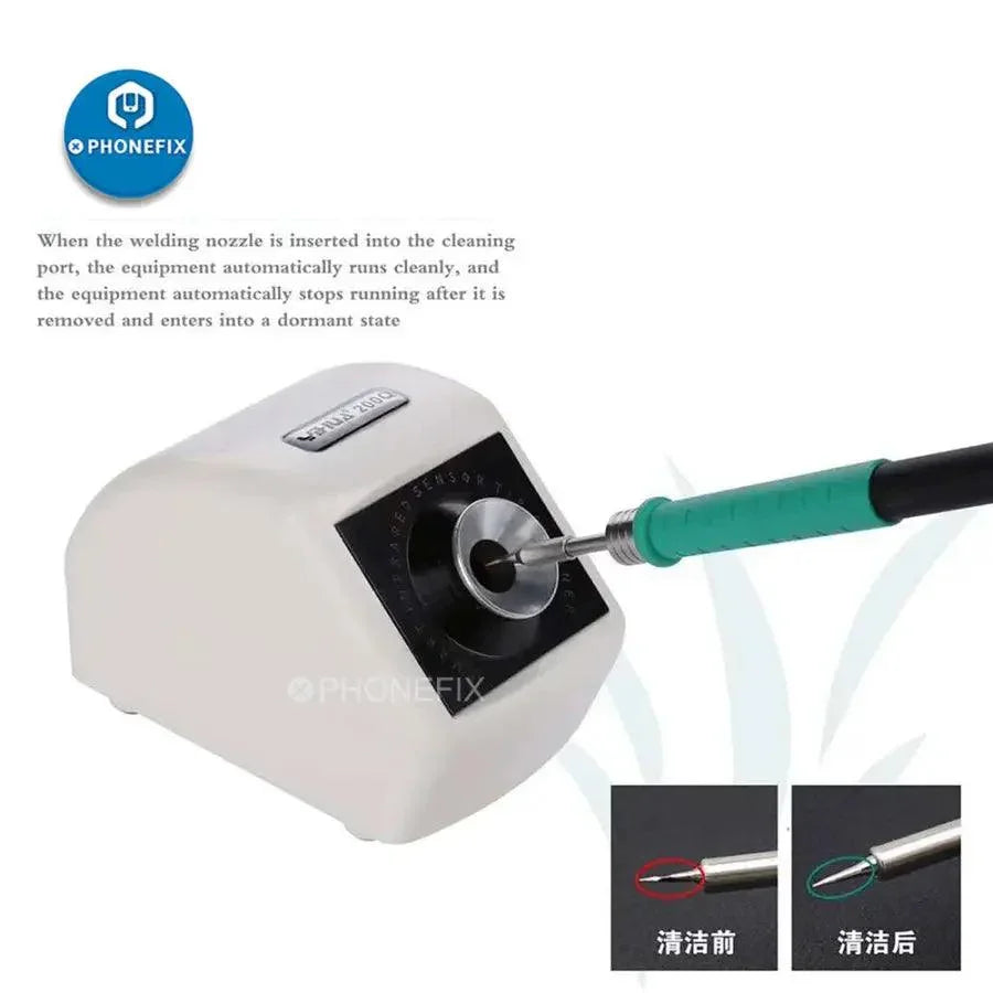 YIHUA 200Q infrared sensor solder iron tip cleaner by PHONEFIX, a convenient tool for cleaning soldering iron tips and nozzles.