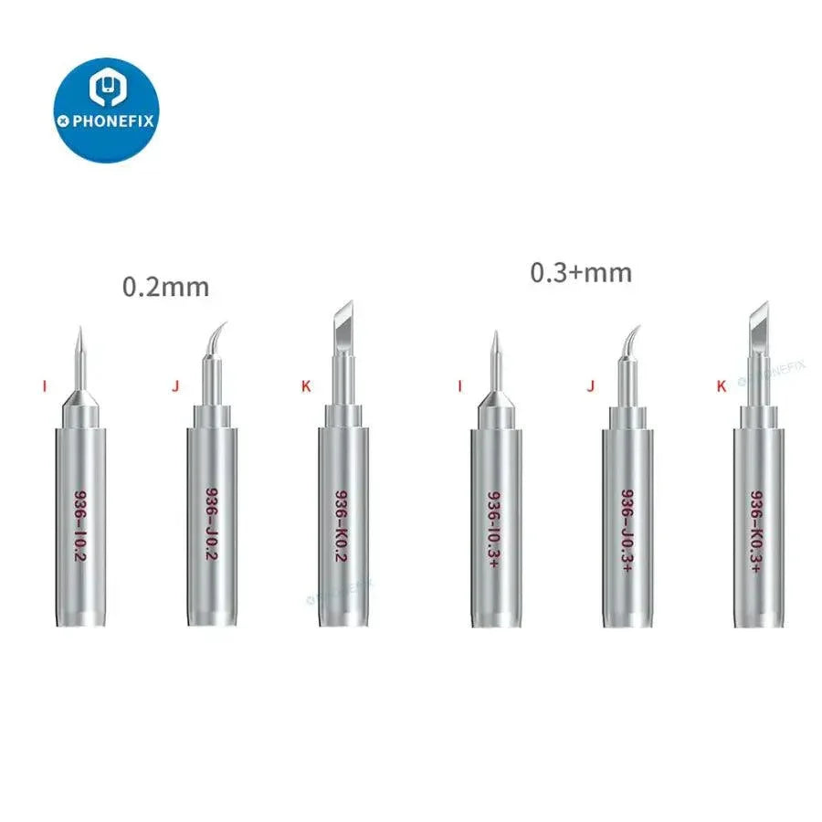 QianLi Universal 936 soldering iron tips for BGA rework, compatible with PHONEFIX soldering iron, shown in close-up.