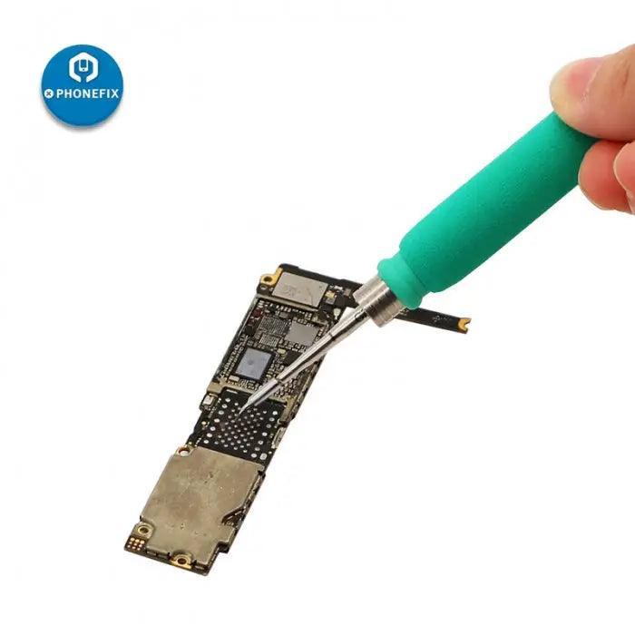 JBC C210 Soldering Iron Tips C210002, C210018, C210020 for JBC T210 handle, shown in a close-up image with tips and handle.