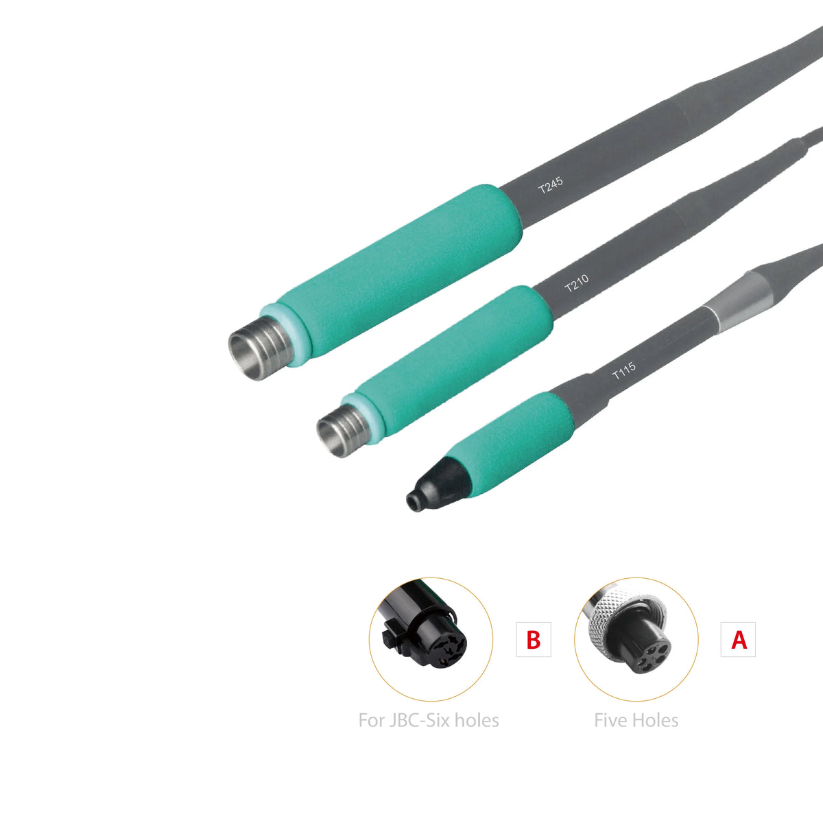 Universal 5/6 pin soldering handle for C210, C245, C115 soldering tips, compatible with PHONEFIX soldering iron tools.