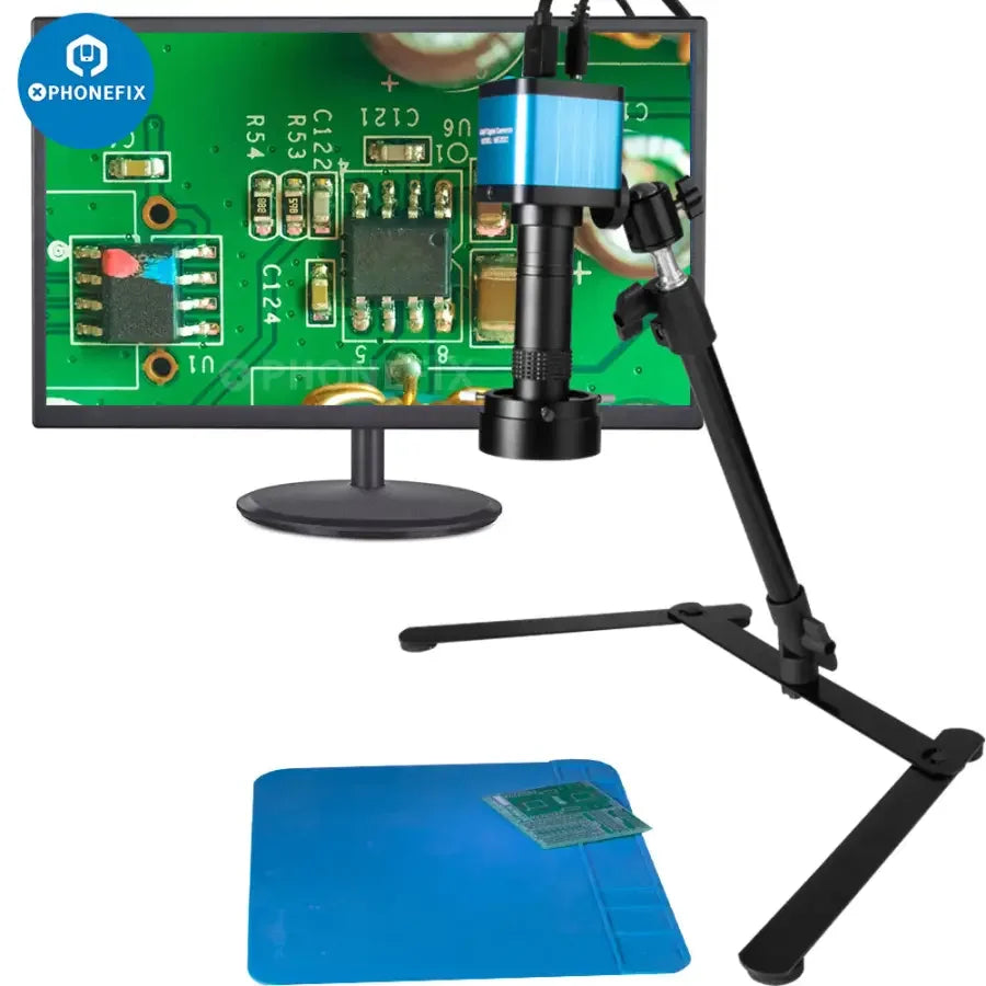 PHONEFIX 4K 48MP digital microscope kit with industrial camera and zoom lens, ideal for live streaming and detailed inspection.