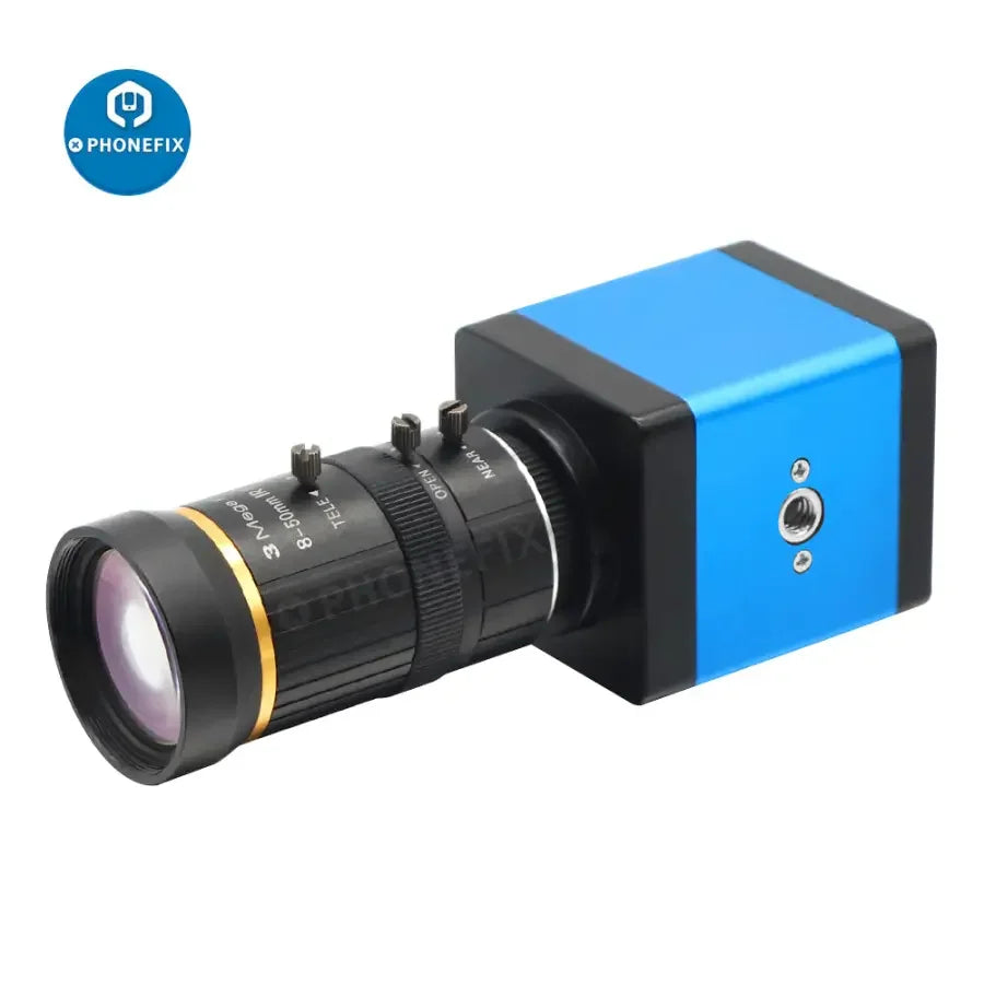 PHONEFIX 1080p HDMI VGA live streaming camera with 8-50mm lens, industrial digital webcam for high-quality video recording