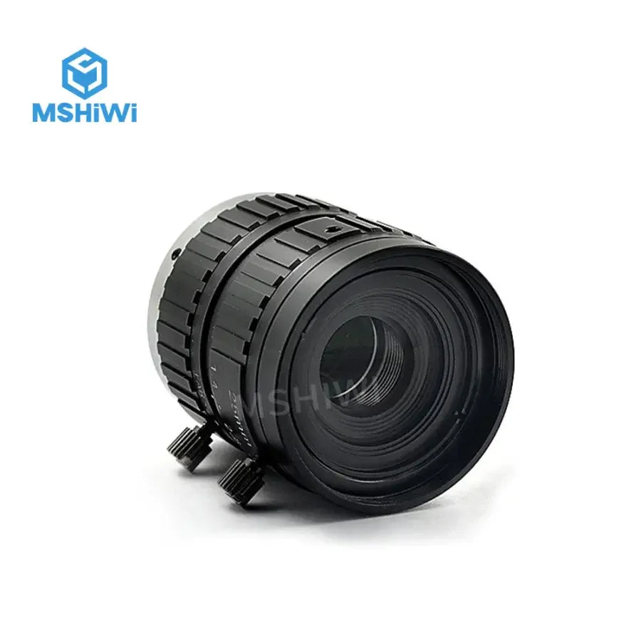PHONEFIX 5MP F1.4 25mm manual iris C-mount machine vision lens for 2/3" cameras, ideal for precision imaging.
