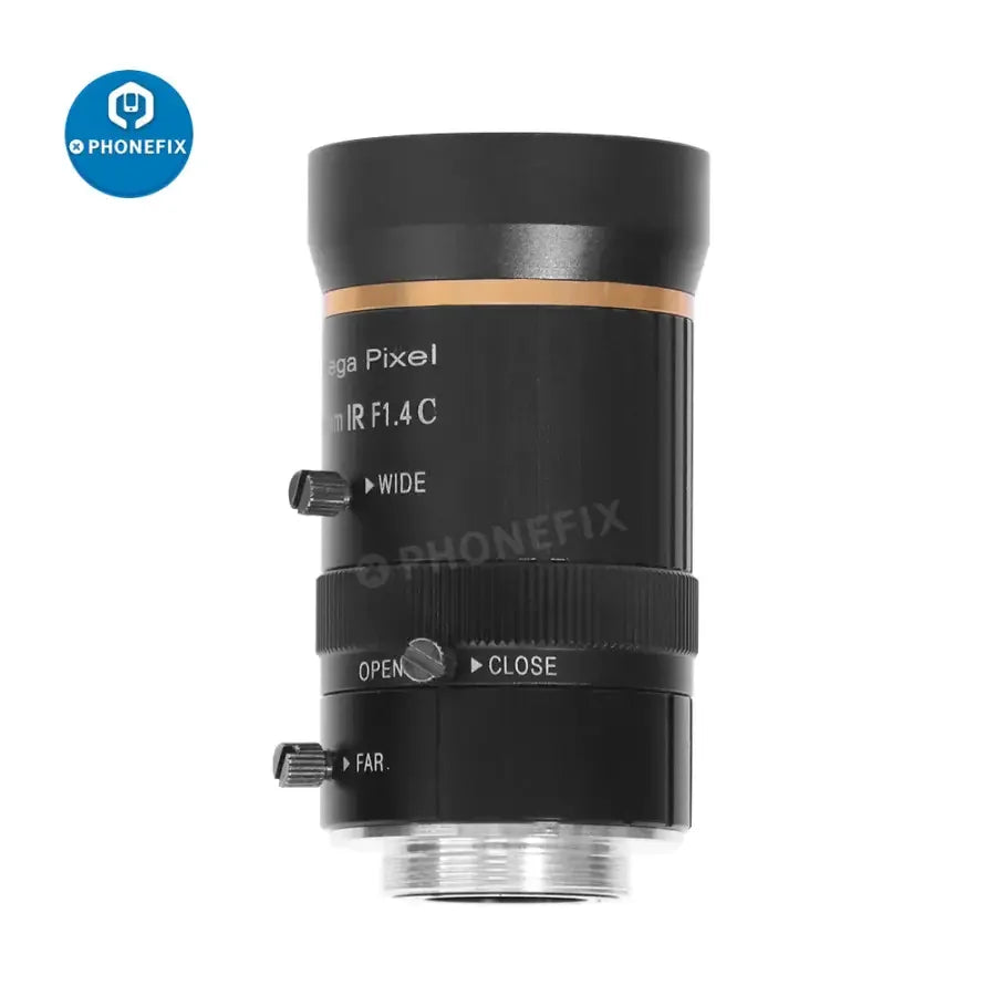 PHONEFIX 8-50mm 3MP C-mount security camera lens with manual aperture, ideal for machine vision and surveillance applications.