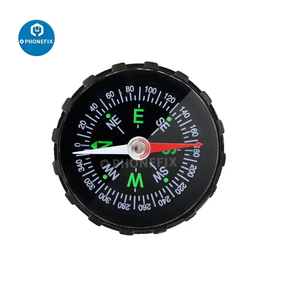 45mm PHONEFIX aluminum hiking compass with magnifying glass, ideal for navigation and outdoor adventures.