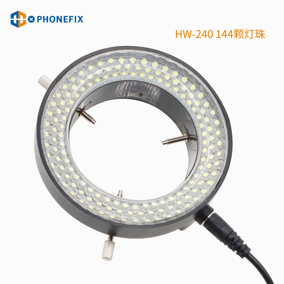 Adjustable 144 LED ring light illuminator for microscope camera, with 56 LED lights, accessory for enhanced microscopy imaging.