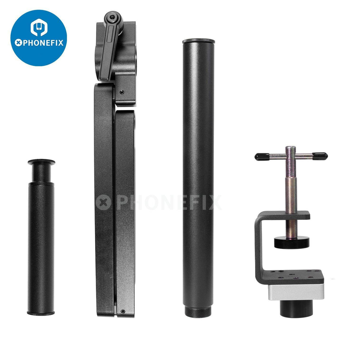 Rotatable articulating microscope arm stand bracket with 50mm holder for phonefix microscope accessories, flexible and adjustable mounting.