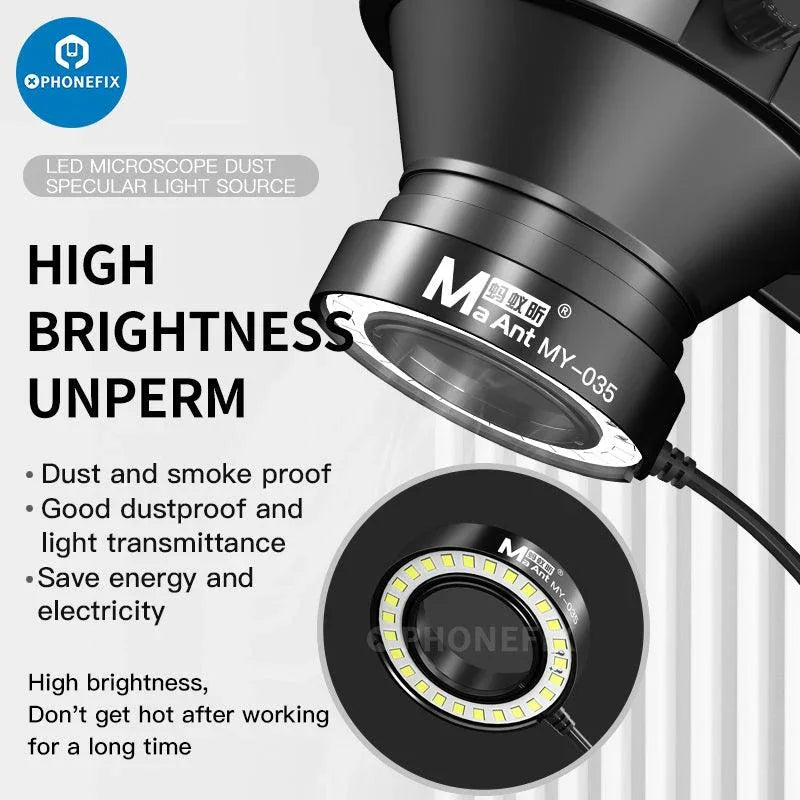 MaAnt MY-035 26 LED ring light accessory for binocular and trinocular microscopes, providing enhanced illumination for detailed viewing.