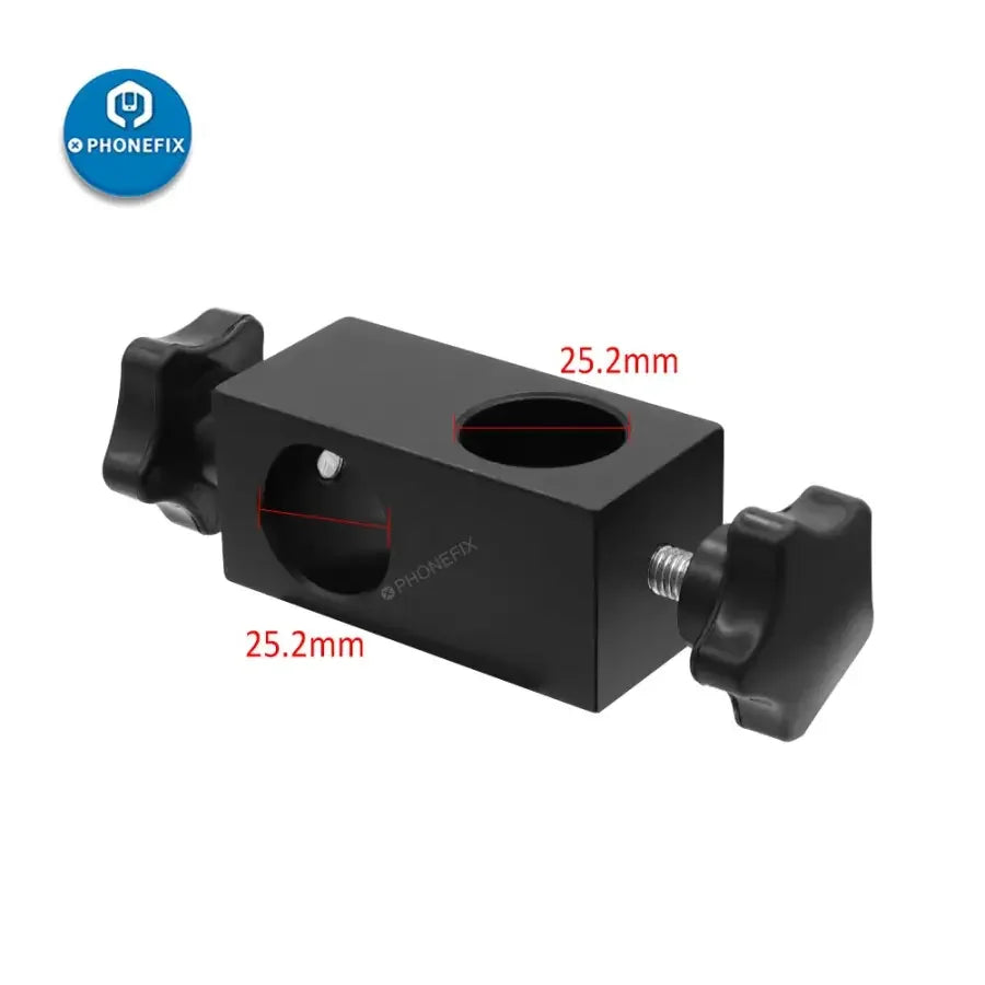 Universal trinocular microscope video camera metal arm bracket adapter from PHONEFIX, used to attach cameras to microscopes.