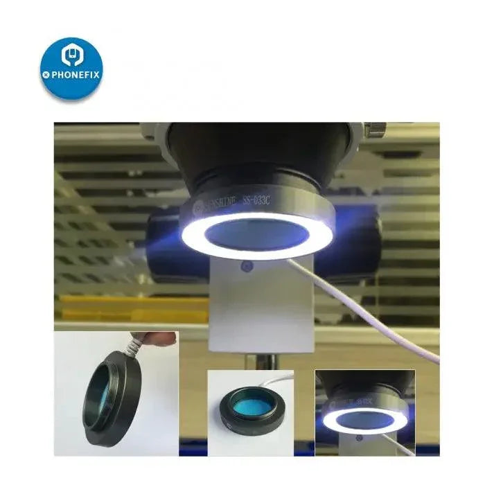PhoneFix 2-in-1 USB LED adjustable light and dust-proof mirror for microscopes, microscope accessories for enhanced visibility.