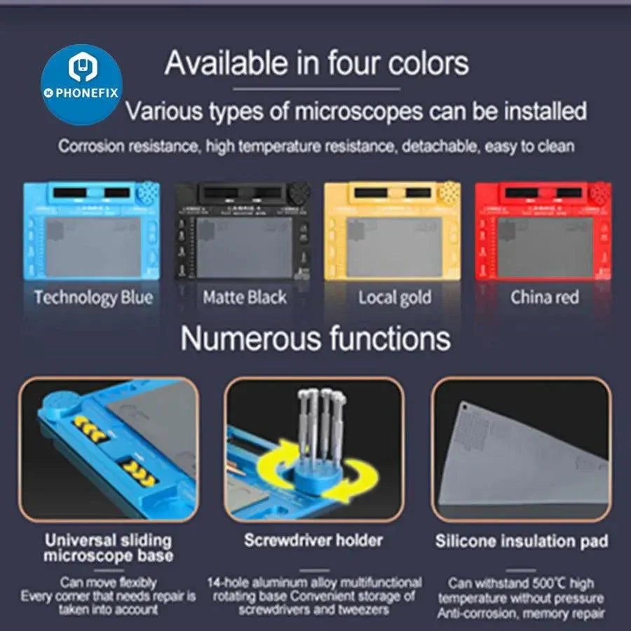 PhoneFix WL Universal Aluminium Alloy Pad for microscope maintenance platform, durable metal accessory for phone repair tools.