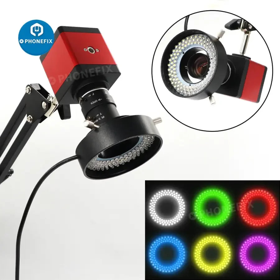 PHONEFIX Microscope 108 LED Ring Light with 41mm multicolored illuminator lamp for microscope accessories.