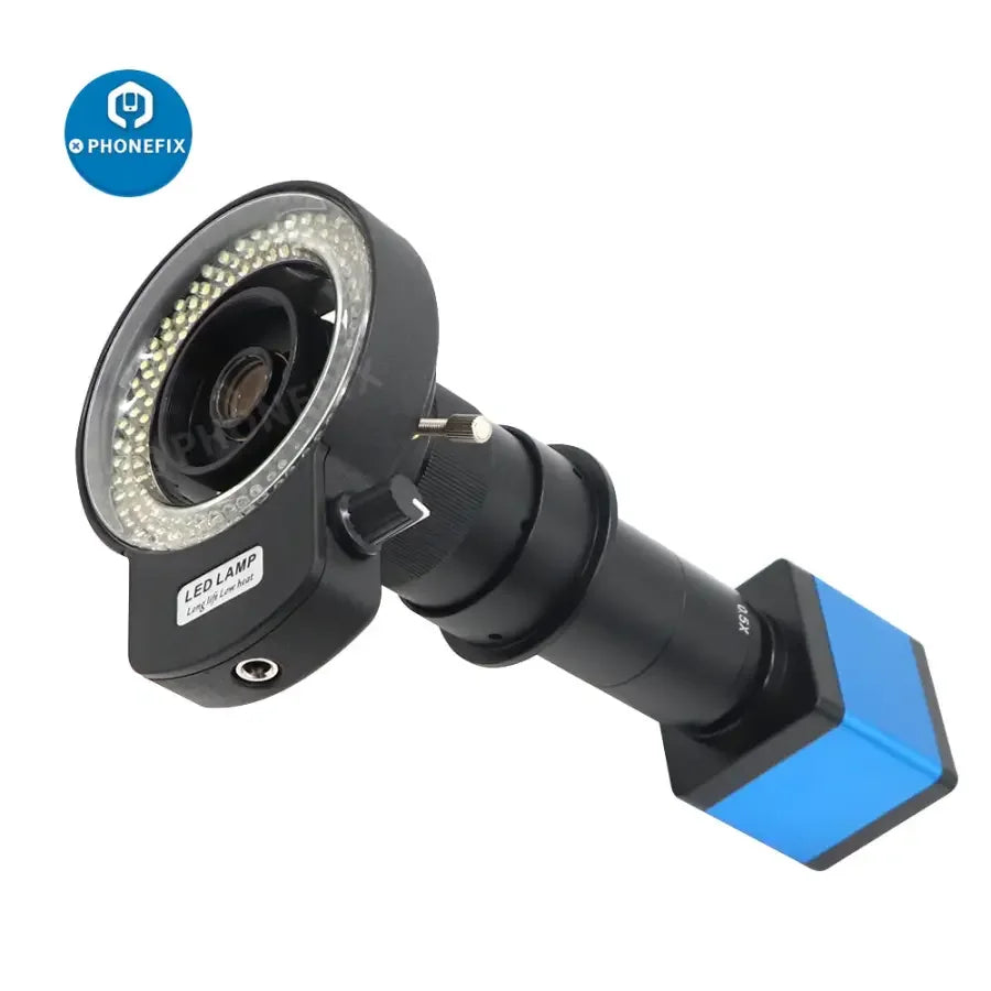 13MP 1080P industrial microscope camera lens by PHONEFIX, featuring HDMI and USB connectivity for digital microscopy imaging.
