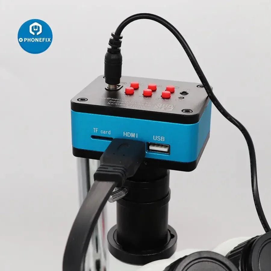Sony Ultra 12MP UHD 4K industrial microscope camera by PHONEFIX, showing the digital camera with lens for detailed microscopy imaging.
