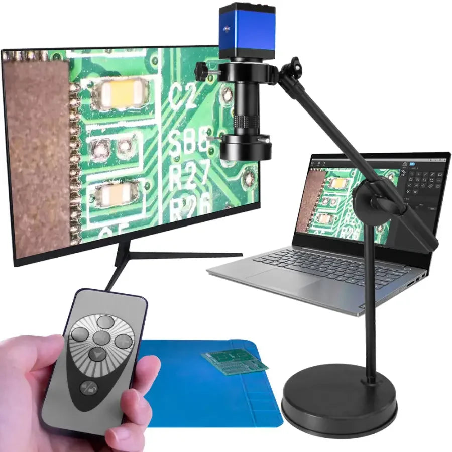 PHONEFIX 13MP VGA HDMI electronic microscope camera for USB phone and CPU repair, showing detailed internal components.