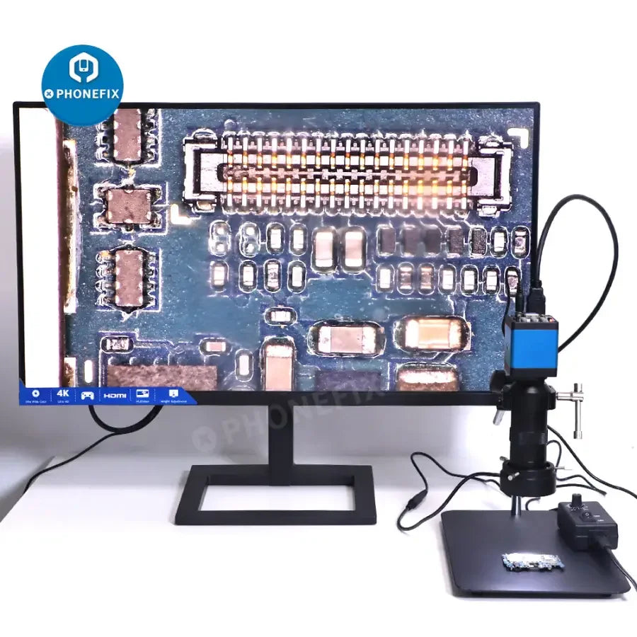 PHONEFIX 13MP industrial microscope with 130X lens, 40 LED light, super clamp, ideal for detailed inspection and microscopy tasks.