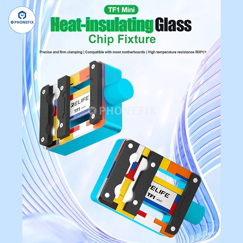 RELIFE TF1 Mini motherboard test fixture with insulated glass PCB chip fixture for TF1 and TF2 Plus models.