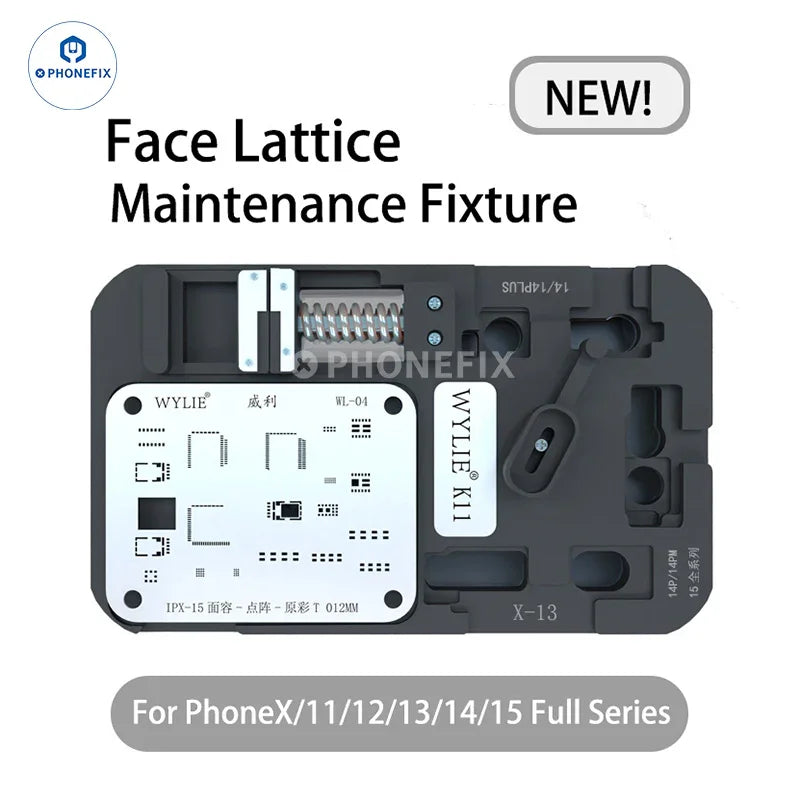 WYLIE Face ID Dot Matrix Repair Fixture for iPhone X-15 Pro Max motherboard testing, designed by PHONEFIX.