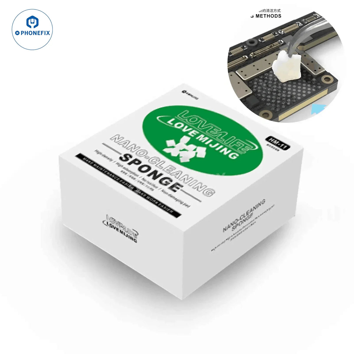 MIJING HM-11 Nano Cleaning Sponge for phone PCB cleaning, PHONEFIX assist tool, small cleaning sponge for electronic repairs