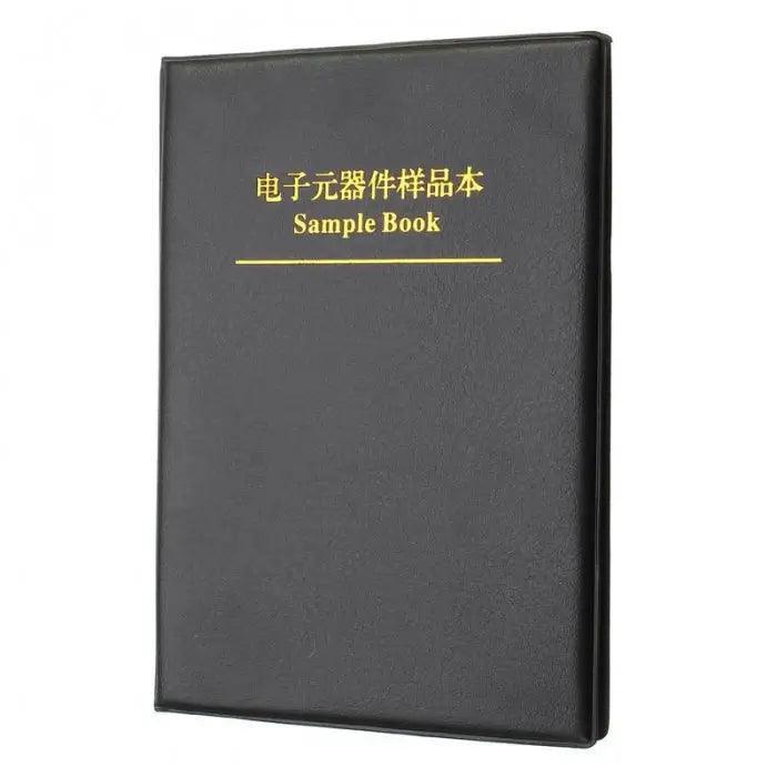 PhoneFix SMD resistor sample book with various electronic resistors, capacitors, and inductors for testing and repair purposes.