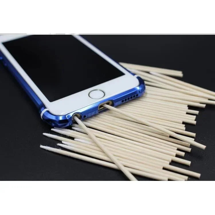 Set of 80 PHONEFIX double head cotton swabs for cleaning, with flexible handles and dual tips, suitable for delicate device cleaning.