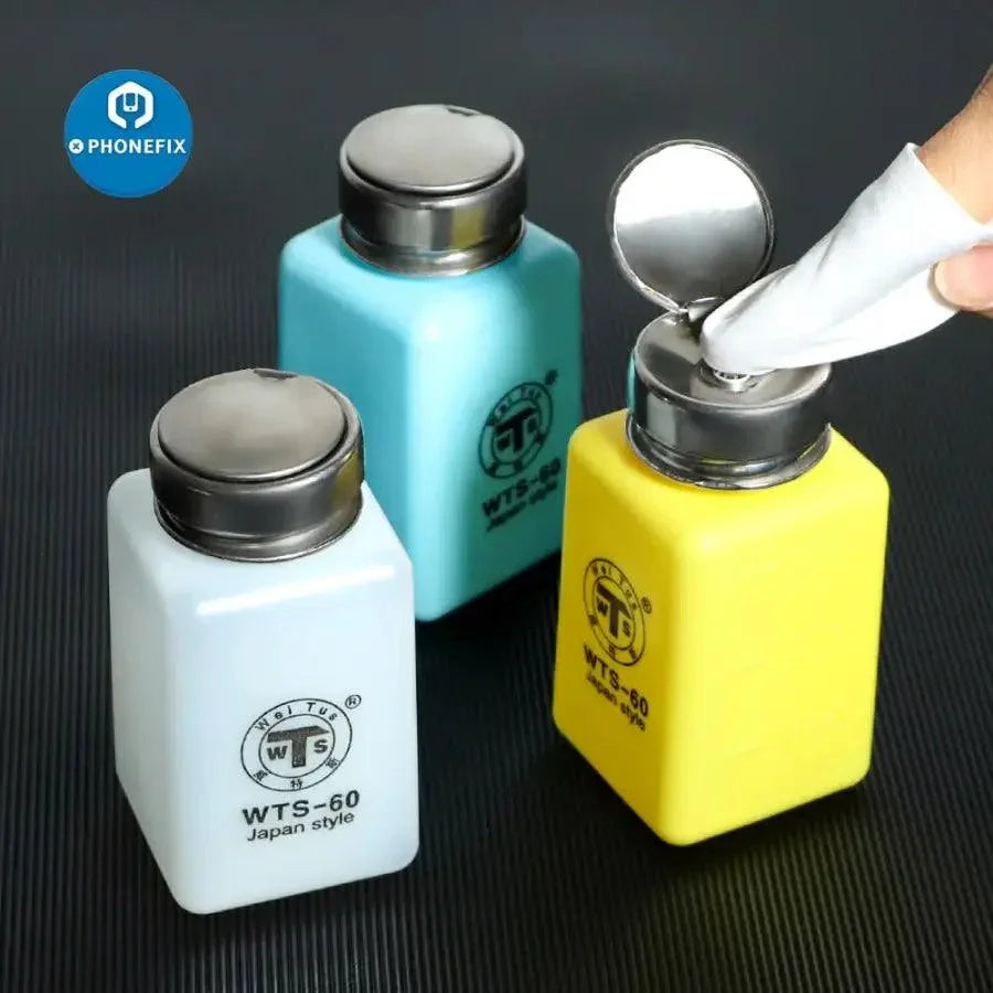 180ml plastic alcohol bottle for phone repair by PHONEFIX, assist tool for cleaning and electronics maintenance.