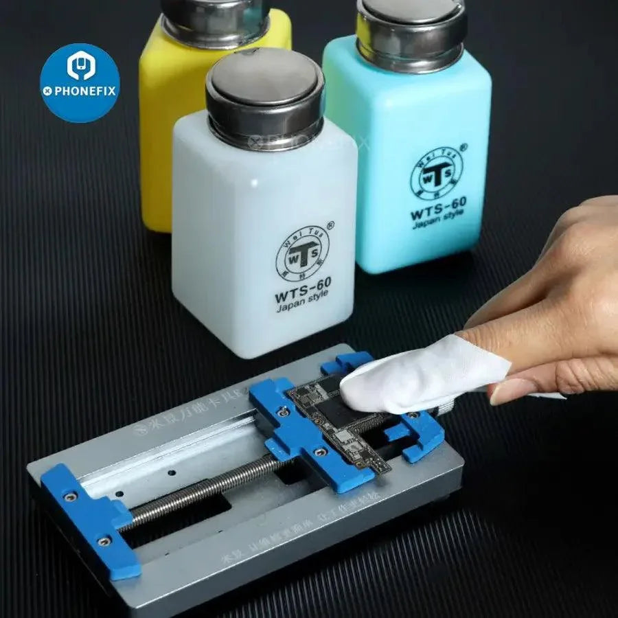 180ml plastic liquid alcohol bottle for phone repair, branded PHONEFIX, used as an assist tool for cleaning and maintenance.