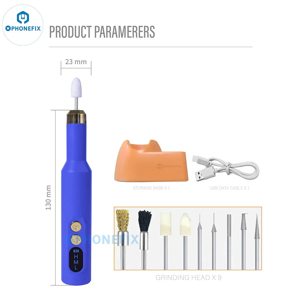 PHONEFIX PCB grinding pen tool for BGA chip removal and repair, featuring precision grinding tip for electronics repair.