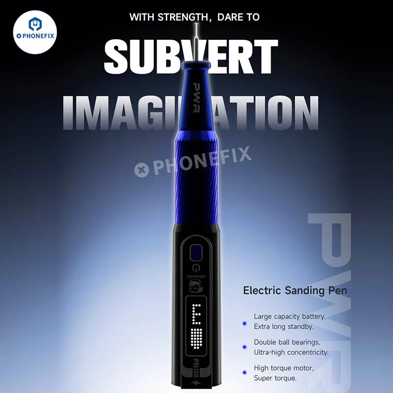PhoneFix PWR mechanic grinding pen for polishing phone PCB, CPU, and IC components with precision grinding tool.