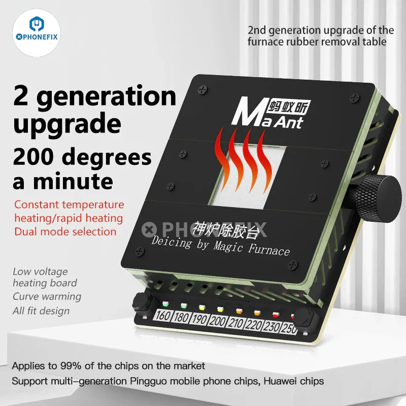 PHONEFIX MaAnt SL-2 PCB heating platform for constant temperature glue removal, showing the flat heating surface with control panel.