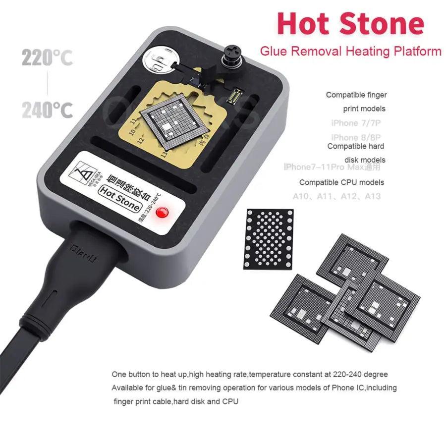 Qianli Hot Stone Glue Removal Thermostatic Preheating Station for PCB heating, branded PHONEFIX, with digital temperature controls.