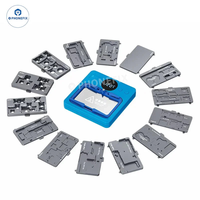 PHONEFIX SS-T12B motherboard heater platform for Android and iPhone repair, with a 15-in-1 PCB heating station for precise soldering.