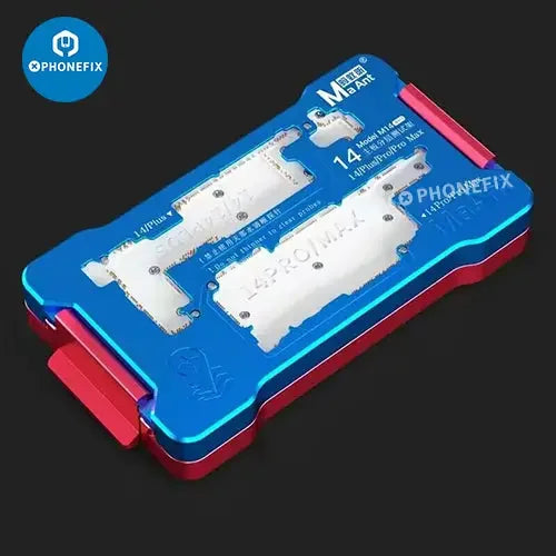 MaAnt M14 4-in-1 motherboard layered test fixture for iPhone 14 series, used for PCB separation and testing by PHONEFIX.