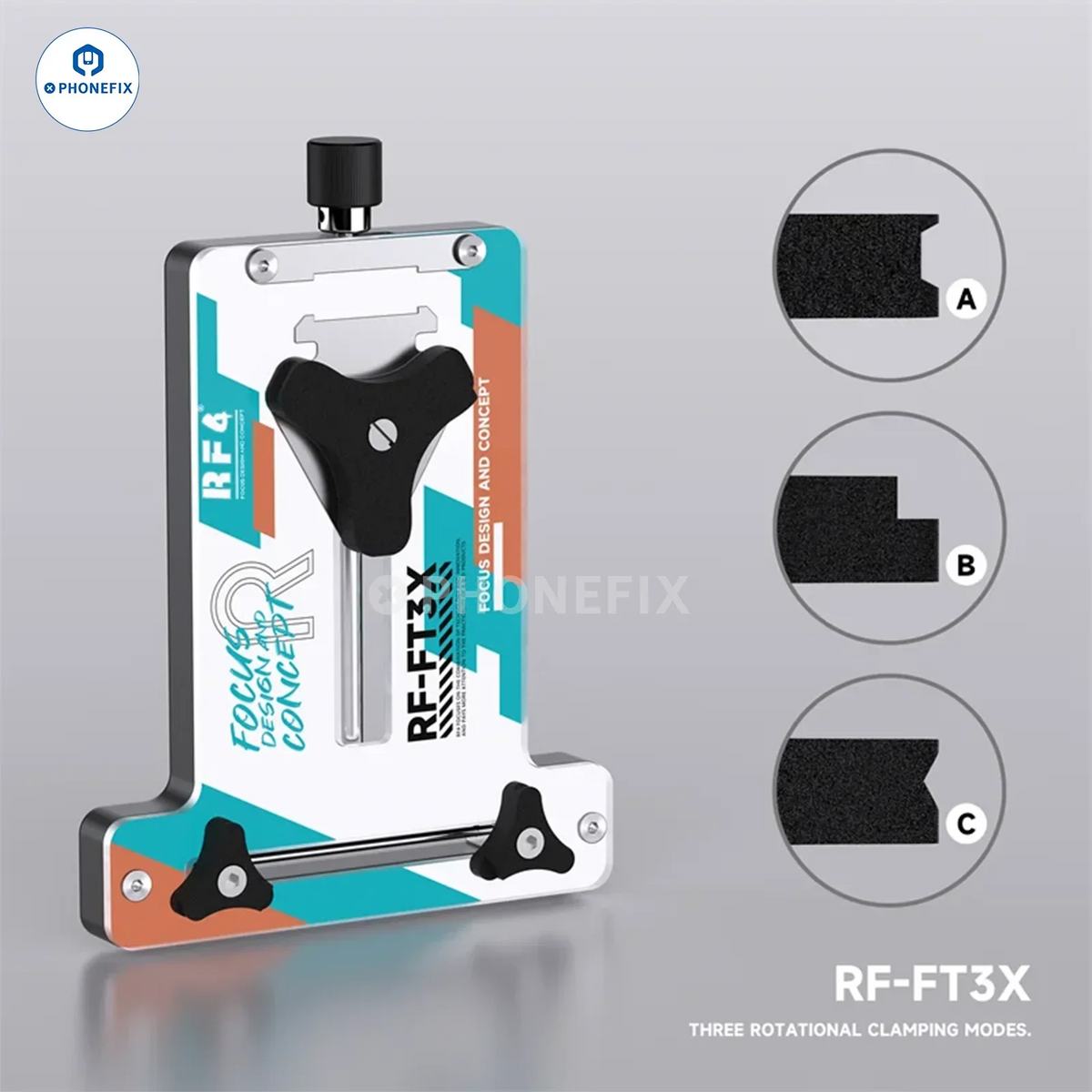 RF4 Universal Phone Motherboard Fixture by PHONEFIX, PCB separating clamp for CPU IC soldering and motherboard repair.