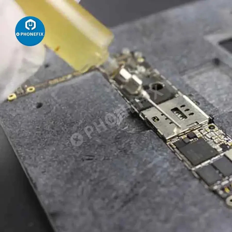 Glass syringe sampler for dispensing solder paste flux, PHONEFIX PCB soldering tool for phone repair and soldering applications.