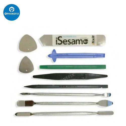 10-in-1 stainless steel spudger pry opening tool for phone disassembly by PHONEFIX, used for safe device opening and repair.