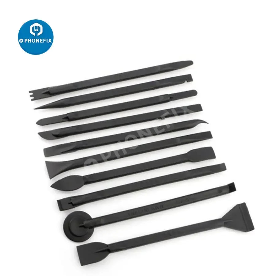 Set of 10 plastic crowbar phone repair tools by PHONEFIX for opening and disassembling smartphones and electronic devices.