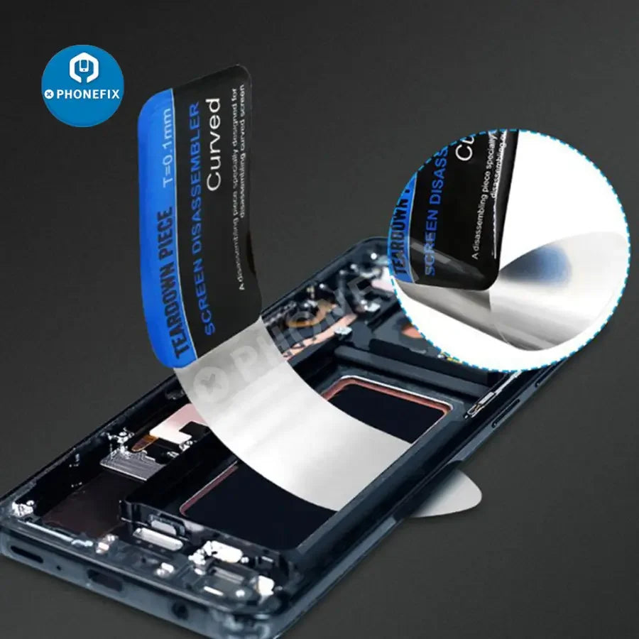 PHONEFIX curved LCD screen opening metal pry tool for phone disassembly and repair, designed for safe screen removal.