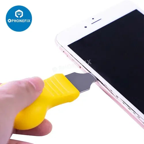 Set of three PHONEFIX short handle pry and scraper tools for phone repair and disassembly, featuring ergonomic handles.