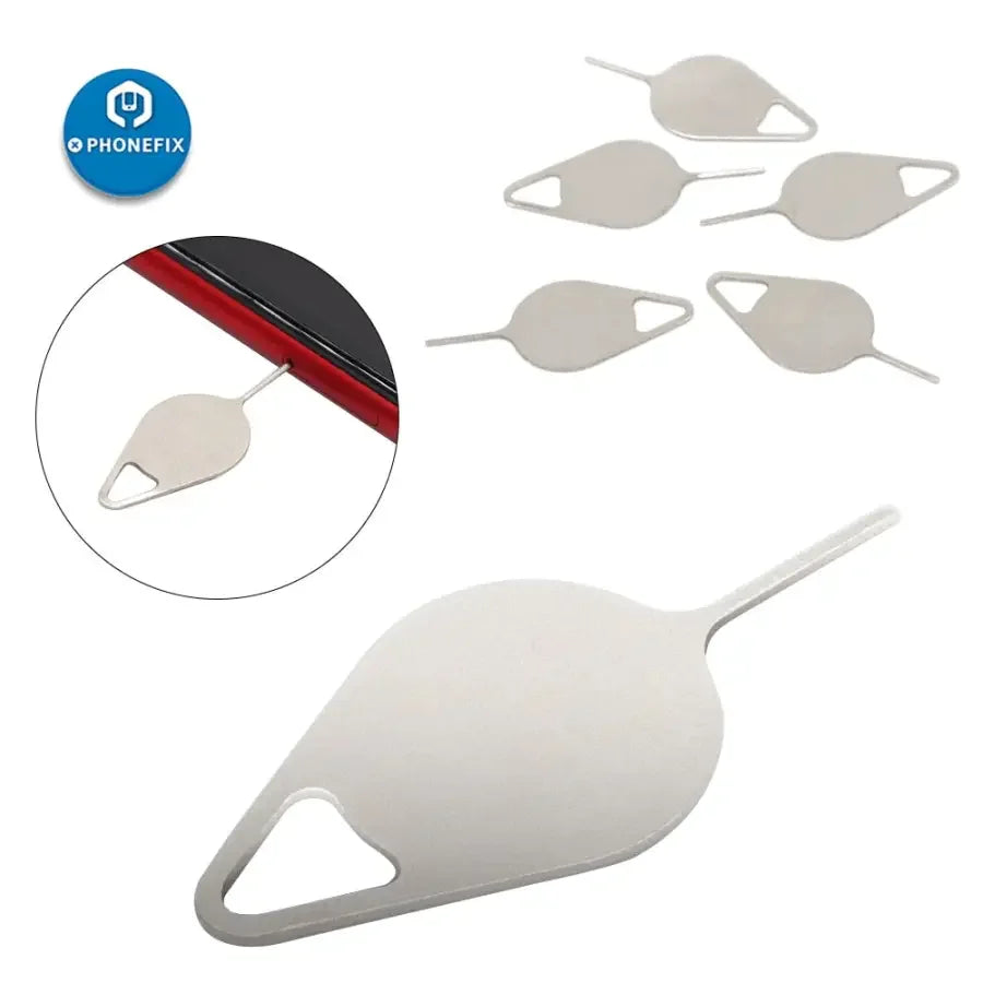 PhoneFix SIM card pin ejector tool for iPhone, compact needle key opener to easily eject SIM cards from smartphones.