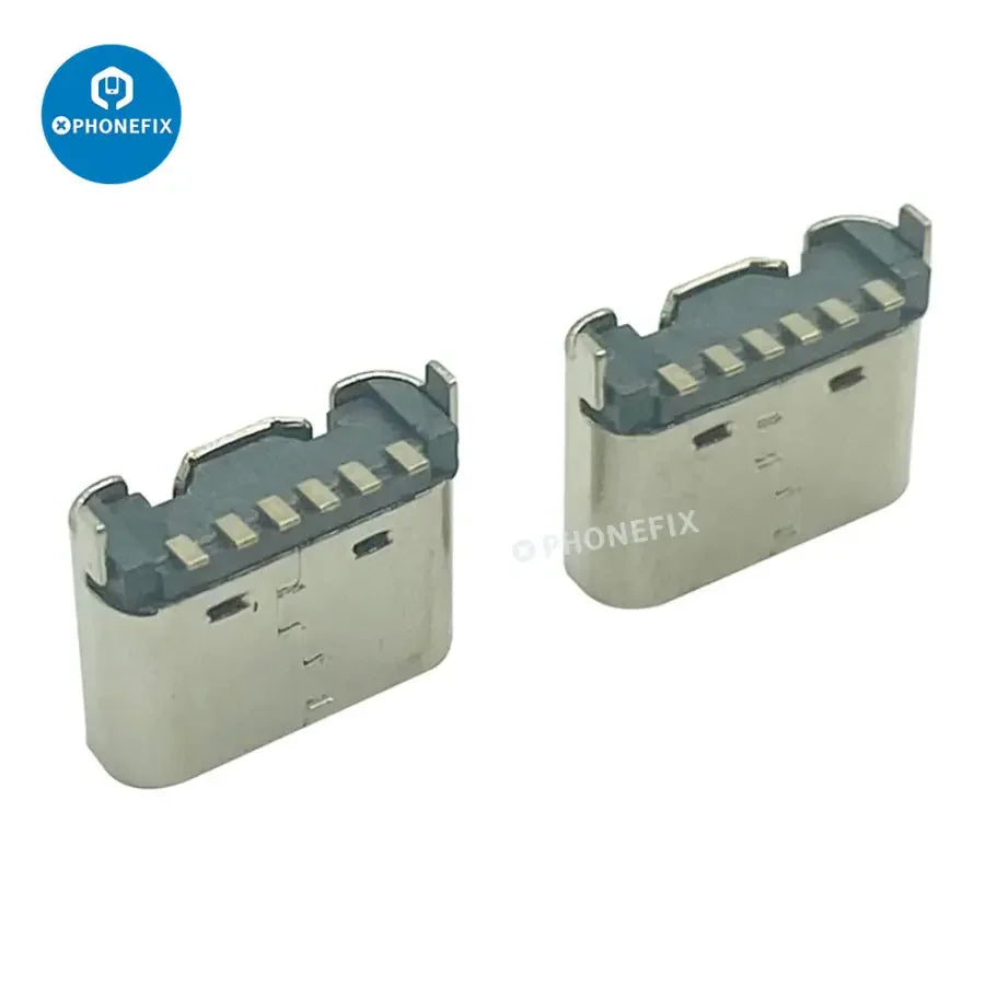 PhoneFix USB 3.0 Type C 6Pin female plug vertical jack charging connector for phone accessories, shown in black with metal contacts
