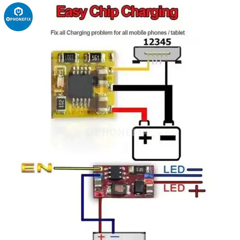 PHONEFIX ECC Easy Chip charging board for mobile phones, fixing charging issues with a compact phone accessory.