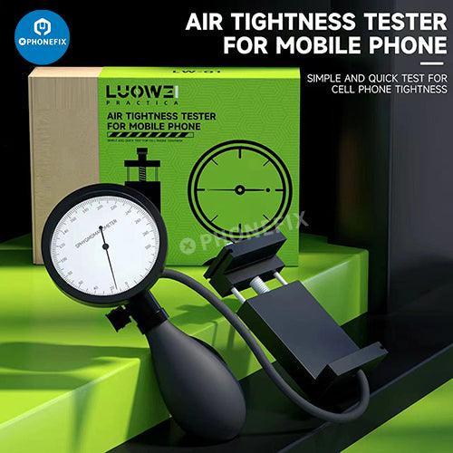 Luowei Q1 air tightness tester for mobile phones, PHONEFIX repair tool for phone refurbishment and leak testing.