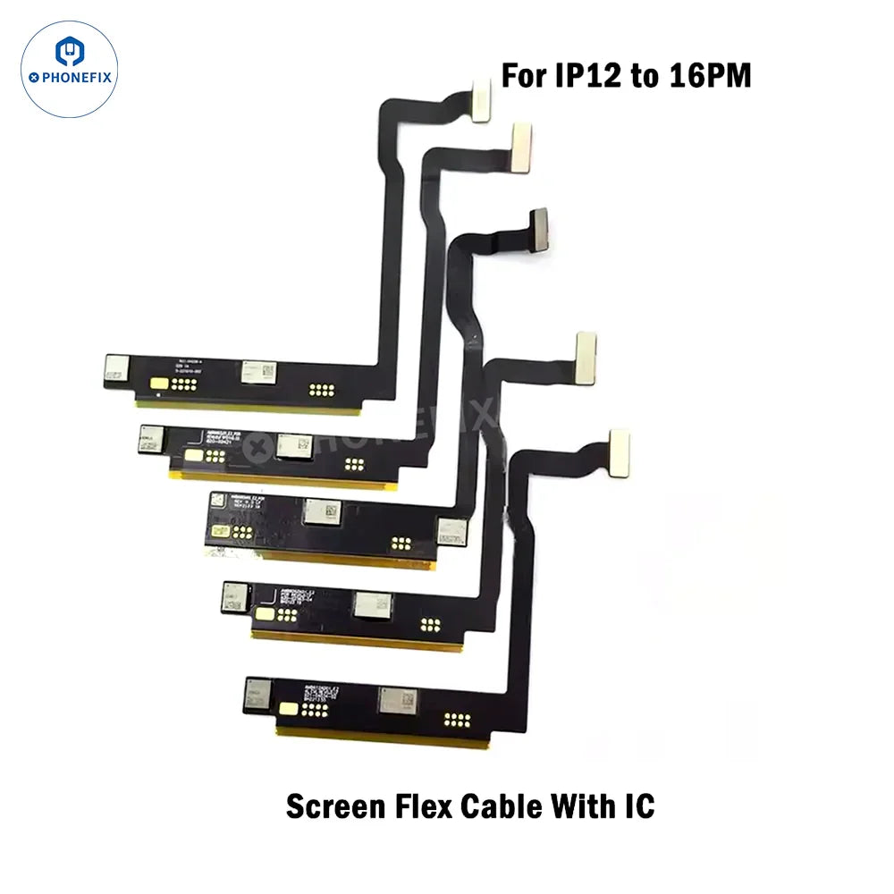 Original iPhone 12-17 Pro Max touch screen flex cable with IC, used for phone screen replacement by PHONEFIX.